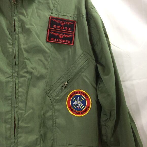 Men’s Top Gun Flight Suit Costume Olive Green XL Pilot Jumpsuit Patches Maverick - Picture 5 of 9
